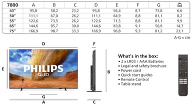 Philips 43” PUS7800 4K QLED Smart TV (2025)