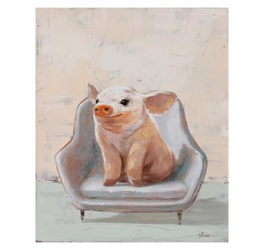 Oljemaleri 60x80cm, gris i stolen