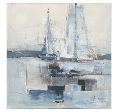 Oljemaleri 100x100cm, seilbåter til sjøs