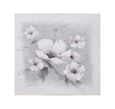 Oljemaleri 60x60cm, hvite blomster