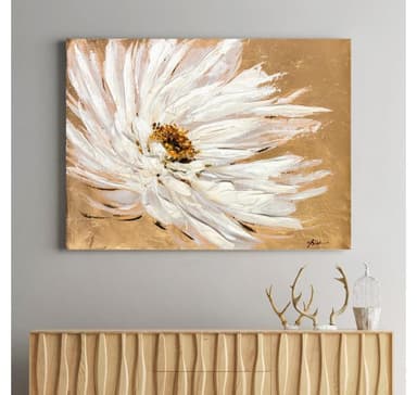 Oljemaleri 90x120cm, hvit blomst