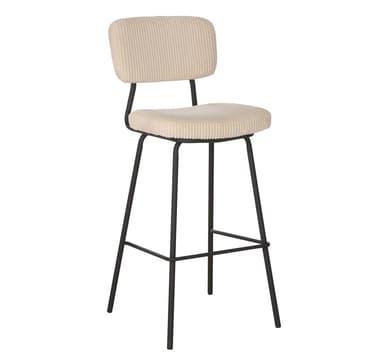 Barstol KEIU 46x49xH107cm, lys beige kordfløyel