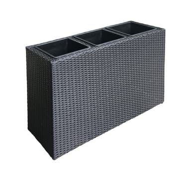 Blomsterkasse WICKER 84x30xH62cm, sort