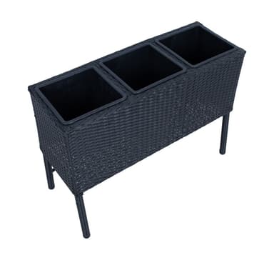Blomsterkasse WICKER 80x34xH54cm, sort
