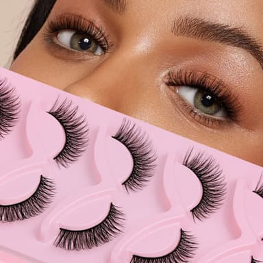 5D Faux Mink-vipper, naturlig utseende falske øyevipper pakke med 5 par