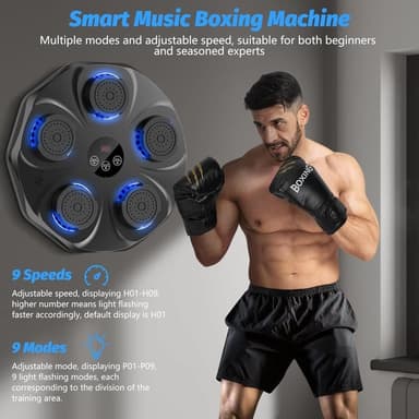 Smart Bluetooth Boksemaskin med LED-lys & Musikk – Veggmontert Interaktivt Treningsmål for Voksne
