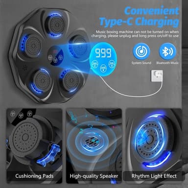 Smart Bluetooth Boksemaskin med LED-lys & Musikk – Veggmontert Interaktivt Treningsmål for Voksne