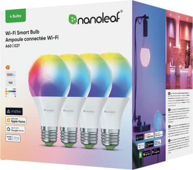 Nanoleaf Essential RGB smart LED pære 9W E27 (4-pakning)