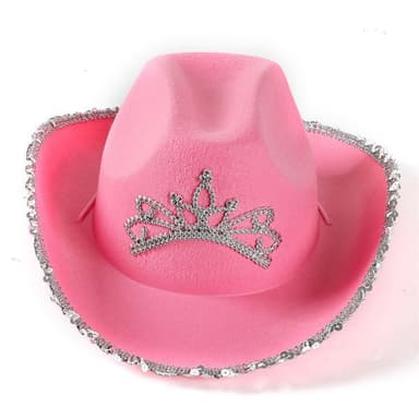 Rosa cowboyhatt med paljetter