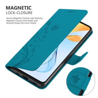 ZTE Blade V50 Vita lommebokdeksel Blomster (Blå)