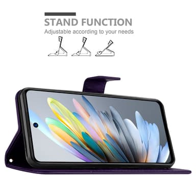 ZTE Blade A75 4G lommebokdeksel Blomster (Lilla)