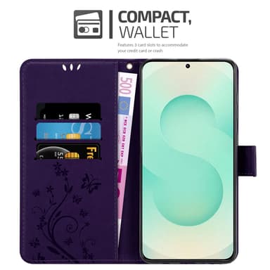 Samsung Galaxy S25 Plus lommebokdeksel Blomster (Lilla)