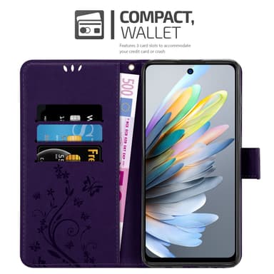 ZTE Blade A75 4G lommebokdeksel Blomster (Lilla)