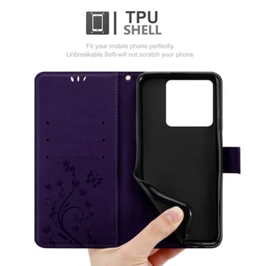 Xiaomi 14T lommebokdeksel Blomster (Lilla)