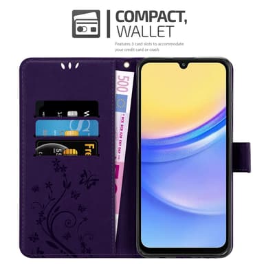 Samsung Galaxy A16 lommebokdeksel Blomster (Lilla)
