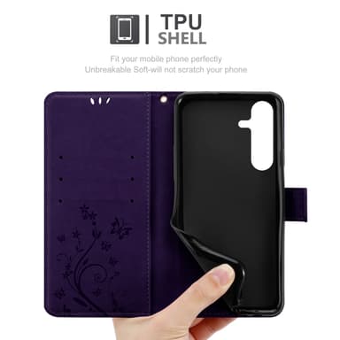 Samsung Galaxy S25 Plus lommebokdeksel Blomster (Lilla)