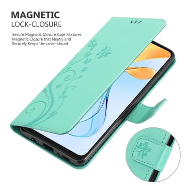 ZTE Blade V50 Vita lommebokdeksel Blomster (Turkis)