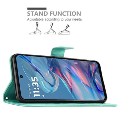 Motorola Moto G45 lommebokdeksel Blomster (Turkis)