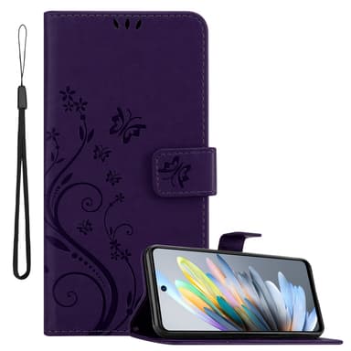 ZTE Blade A75 4G lommebokdeksel Blomster (Lilla)