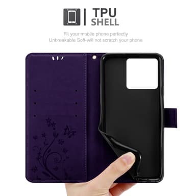 ZTE Blade V50 Vita lommebokdeksel Blomster (Lilla)