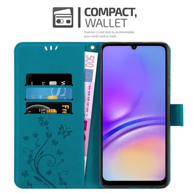 Samsung Galaxy A06 lommebokdeksel Blomster (Blå)