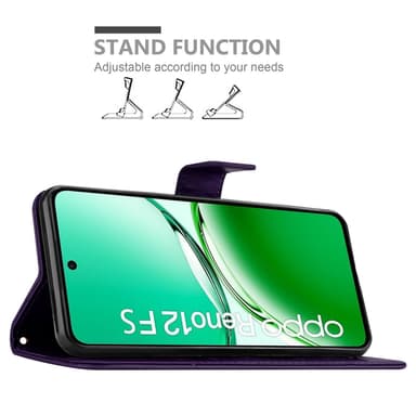 Oppo Reno 12 FS lommebokdeksel Blomster (Lilla)
