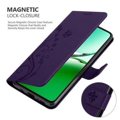 Oppo Reno 12 FS lommebokdeksel Blomster (Lilla)