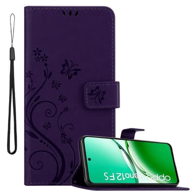 Oppo Reno 12 FS lommebokdeksel Blomster (Lilla)