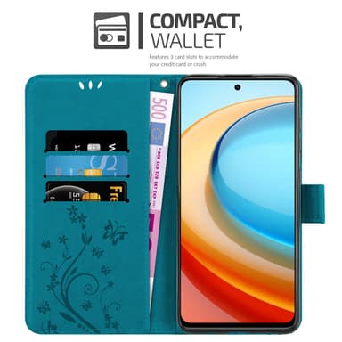 ZTE Blade A75 5G lommebokdeksel Blomster (Blå)