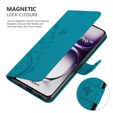 Oppo Reno 12 Pro lommebokdeksel Blomster (Blå)