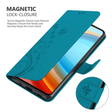 ZTE Blade A75 5G lommebokdeksel Blomster (Blå)