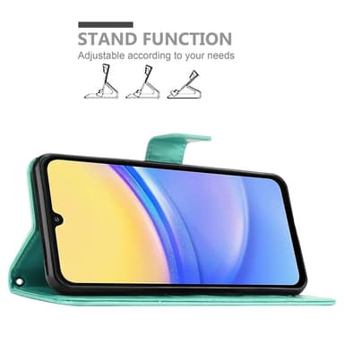 Samsung Galaxy A16 lommebokdeksel Blomster (Turkis)