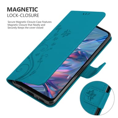 Motorola Moto G45 lommebokdeksel Blomster (Blå)