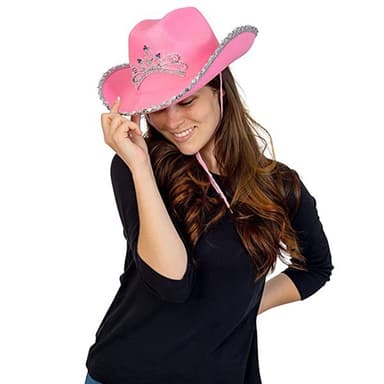 Rosa cowboyhatt med paljetter