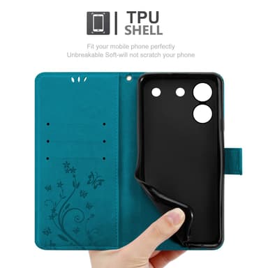 ZTE Blade A54 lommebokdeksel Blomster (Blå)