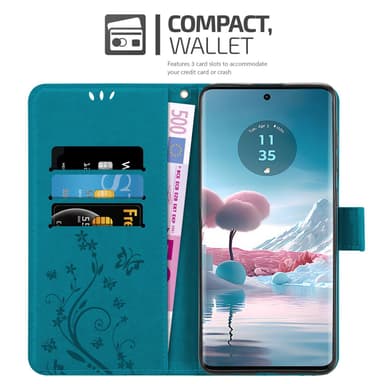 Motorola Edge 40 Neo lommebokdeksel Blomster (Blå)