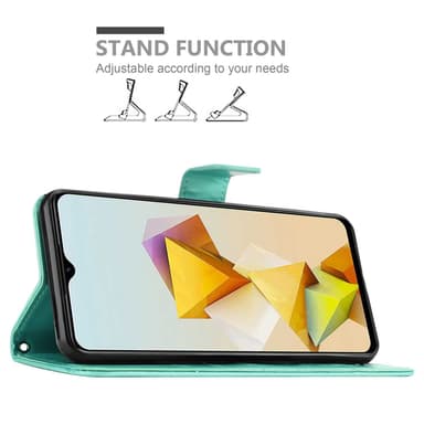 ZTE Blade A73 5G lommebokdeksel Blomster (Turkis)