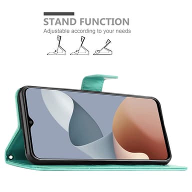 ZTE Blade A73 4G lommebokdeksel Blomster (Turkis)