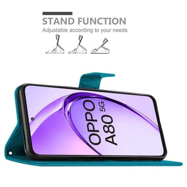 Oppo A80 lommebokdeksel Blomster (Blå)