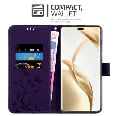 Honor 200 Pro lommebokdeksel Blomster (Lilla)