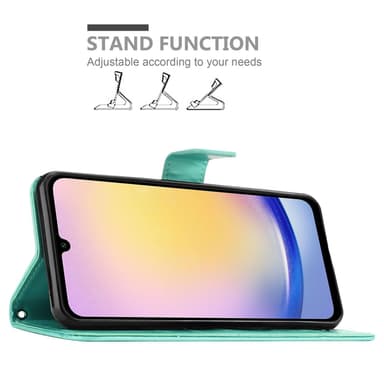 Samsung Galaxy A26 lommebokdeksel Blomster (Turkis)