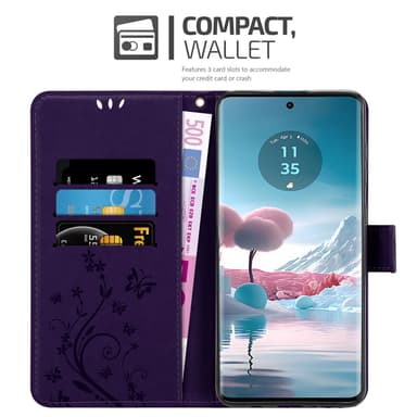 Motorola Edge 40 Neo lommebokdeksel Blomster (Lilla)