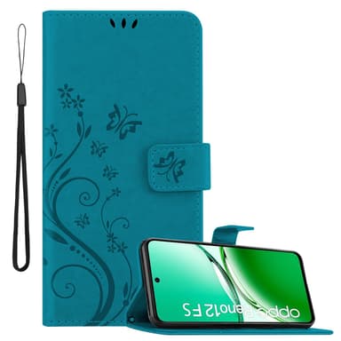 Oppo Reno 12 FS lommebokdeksel Blomster (Blå)