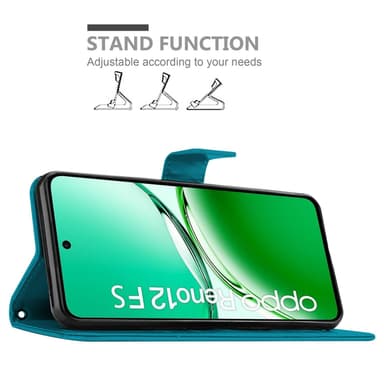 Oppo Reno 12 FS lommebokdeksel Blomster (Blå)