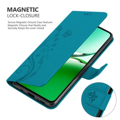 Oppo Reno 12 FS lommebokdeksel Blomster (Blå)