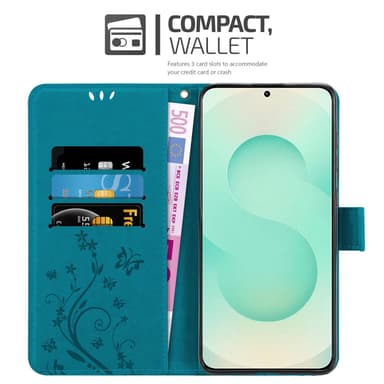 Samsung Galaxy S25 Plus lommebokdeksel Blomster (Blå)