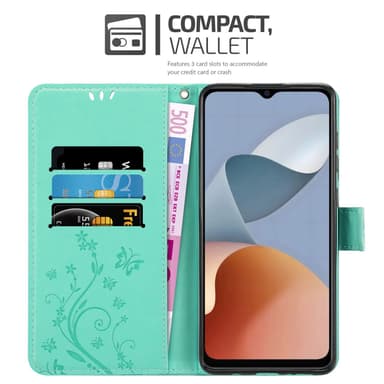 ZTE Blade A54 lommebokdeksel Blomster (Turkis)