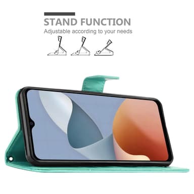 ZTE Blade A54 lommebokdeksel Blomster (Turkis)