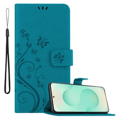 Samsung Galaxy S25 Plus lommebokdeksel Blomster (Blå)