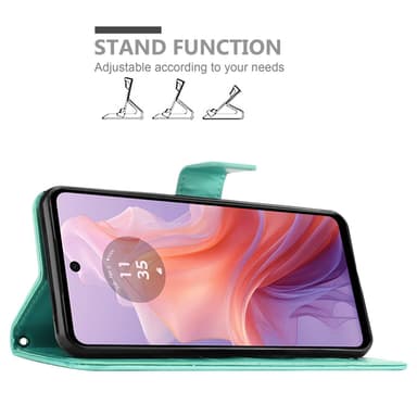 Motorola Moto E14 lommebokdeksel Blomster (Turkis)